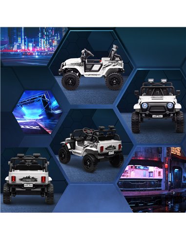 AIYAPLAY 12V Battery Powered Kids Ride On Car, Electric Truck w/ Spring Suspension, Remote, Music Horn Lights - White 370-354V70