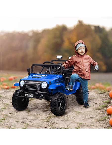 AIYAPLAY 12V Battery Powered Kids Ride On Car, Electric Truck w/ Spring Suspension, Remote, Music Horn Lights - Blue 370-354V70B - pic 106083 | FastDaddyshop