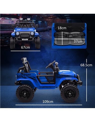 AIYAPLAY 12V Battery Powered Kids Ride On Car, Electric Truck w/ Spring Suspension, Remote, Music Horn Lights - Blue 370-354V70B