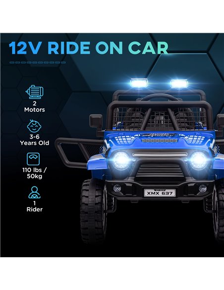 AIYAPLAY 12V Battery Powered Kids Ride On Car, Electric Truck w/ Spring Suspension, Remote, Music Horn Lights - Blue 370-354V70B - pic 106085 | FastDaddyshop