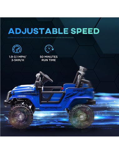 AIYAPLAY 12V Battery Powered Kids Ride On Car, Electric Truck w/ Spring Suspension, Remote, Music Horn Lights - Blue 370-354V70B