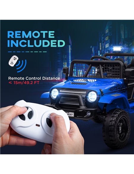 AIYAPLAY 12V Battery Powered Kids Ride On Car, Electric Truck w/ Spring Suspension, Remote, Music Horn Lights - Blue 370-354V70B - pic 106088 | FastDaddyshop