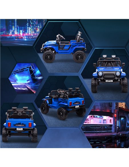 AIYAPLAY 12V Battery Powered Kids Ride On Car, Electric Truck w/ Spring Suspension, Remote, Music Horn Lights - Blue 370-354V70B - pic 106090 | FastDaddyshop