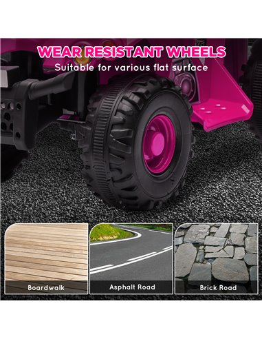 AIYAPLAY 6V Kids Electric Quad Bike w/ Music, Forward Function, for 2-6 Years, Pink 370-379V70PK