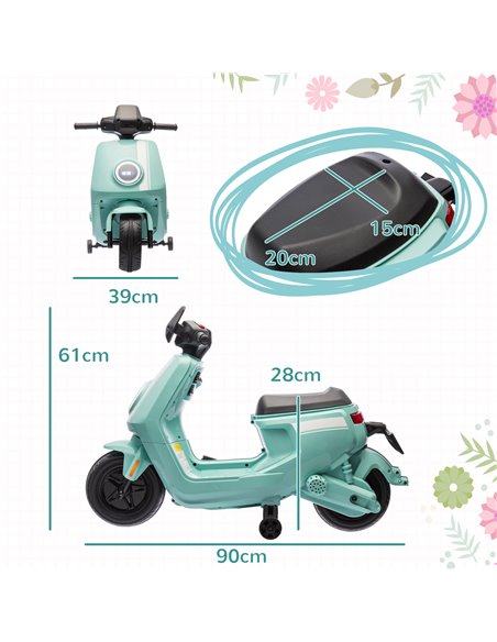 AIYAPLAY 6V Ride on Motorbike Kids Electric Motorbike w/ Headlight Music, Training Wheels, for Ages 18-36 Months - Green 370-351 - pic 106102 | FastDaddyshop