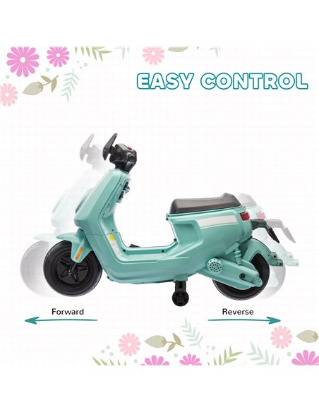 AIYAPLAY 6V Ride on Motorbike Kids Electric Motorbike w/ Headlight Music, Training Wheels, for Ages 18-36 Months - Green 370-351 - pic 106104 | FastDaddyshop