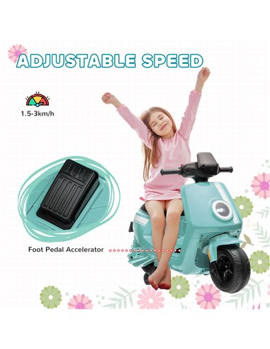 AIYAPLAY 6V Ride on Motorbike Kids Electric Motorbike w/ Headlight Music, Training Wheels, for Ages 18-36 Months - Green 370-351