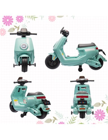 AIYAPLAY 6V Ride on Motorbike Kids Electric Motorbike w/ Headlight Music, Training Wheels, for Ages 18-36 Months - Green 370-351