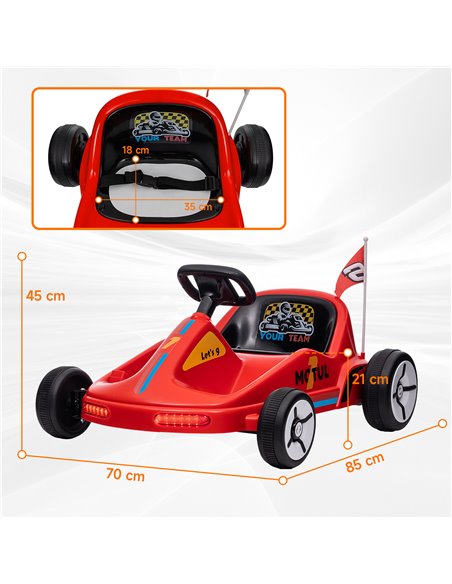 AIYAPLAY 6V Electric Go Kart for Kids with Music, Light, Horn, for 3-5 Years, Red 370-357V70RD - pic 106111 | FastDaddyshop