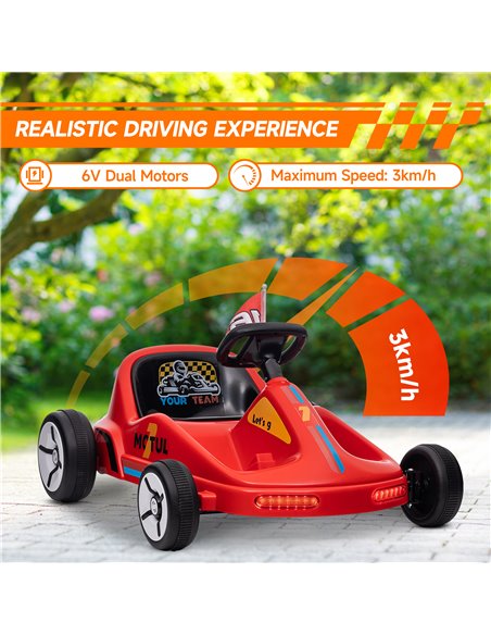 AIYAPLAY 6V Electric Go Kart for Kids with Music, Light, Horn, for 3-5 Years, Red 370-357V70RD - pic 106112 | FastDaddyshop