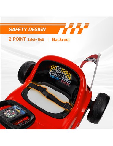 AIYAPLAY 6V Electric Go Kart for Kids with Music, Light, Horn, for 3-5 Years, Red 370-357V70RD