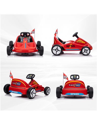 AIYAPLAY 6V Electric Go Kart for Kids with Music, Light, Horn, for 3-5 Years, Red 370-357V70RD