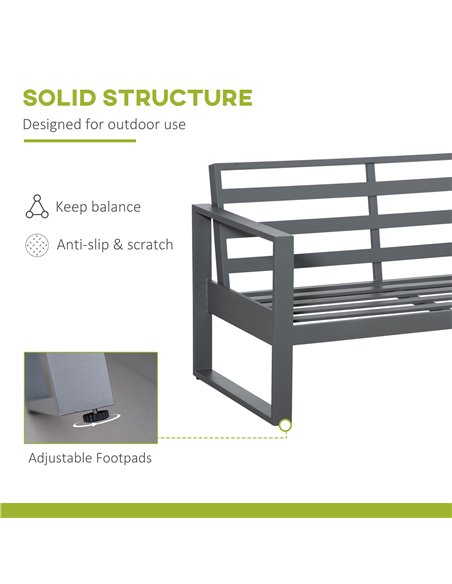 Outsunny 4 Piece Aluminium Garden Sofa Set with Coffee Table, Outdoor Furniture Set with Padded Cushions & Olefin Cover, Dark Gr - pic 10612 | FastDaddyshop