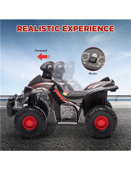 AIYAPLAY 6V Kids Electric Quad Bike w/ Music, Forward Function, for 2-6 Years, Black 370-379V70BK - pic 106121 | FastDaddyshop