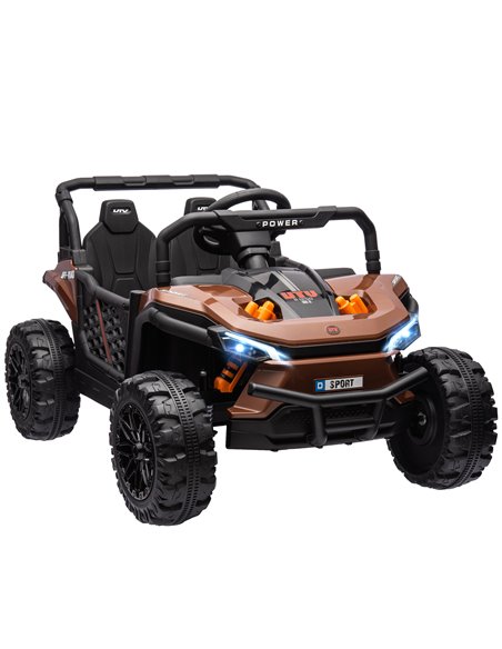 AIYAPLAY 12V Battery Powered Ride on Truck w/ Remote, 4 Suspension Wheels, Horn Lights Music USB, for 3-5 Years Old - Brown 370- - pic 106127 | FastDaddyshop