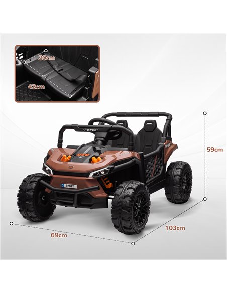 AIYAPLAY 12V Battery Powered Ride on Truck w/ Remote, 4 Suspension Wheels, Horn Lights Music USB, for 3-5 Years Old - Brown 370- - pic 106129 | FastDaddyshop