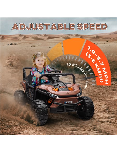 AIYAPLAY 12V Battery Powered Ride on Truck w/ Remote, 4 Suspension Wheels, Horn Lights Music USB, for 3-5 Years Old - Brown 370- - pic 106132 | FastDaddyshop