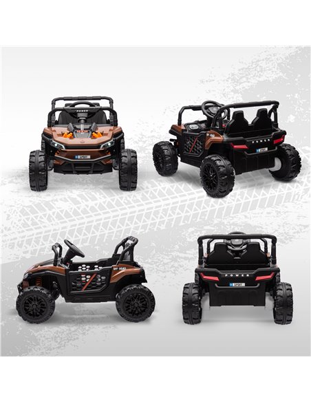 AIYAPLAY 12V Battery Powered Ride on Truck w/ Remote, 4 Suspension Wheels, Horn Lights Music USB, for 3-5 Years Old - Brown 370- - pic 106135 | FastDaddyshop