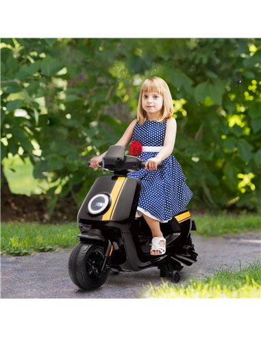 AIYAPLAY 6V Ride on Motorbike Kids Electric Motorbike w/ Headlight Music, Training Wheels, for Ages 18-36 Months - Black 370-351