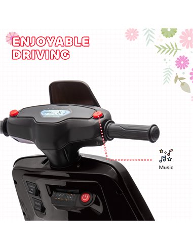AIYAPLAY 6V Ride on Motorbike Kids Electric Motorbike w/ Headlight Music, Training Wheels, for Ages 18-36 Months - Black 370-351