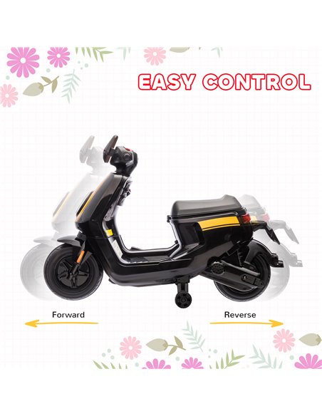AIYAPLAY 6V Ride on Motorbike Kids Electric Motorbike w/ Headlight Music, Training Wheels, for Ages 18-36 Months - Black 370-351 - pic 106140 | FastDaddyshop