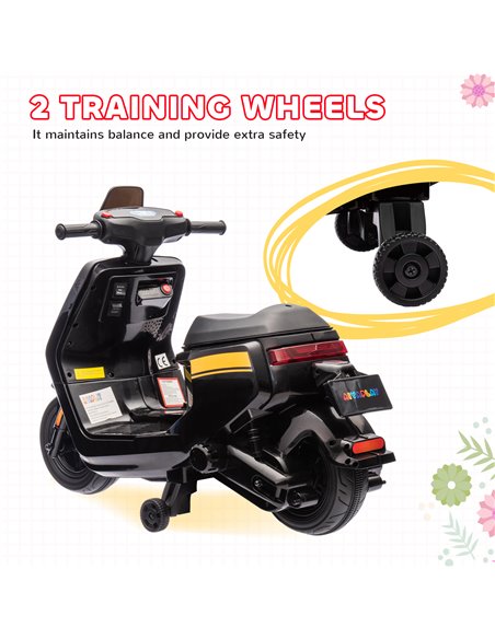 AIYAPLAY 6V Ride on Motorbike Kids Electric Motorbike w/ Headlight Music, Training Wheels, for Ages 18-36 Months - Black 370-351 - pic 106141 | FastDaddyshop