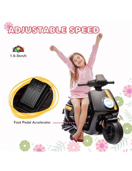 AIYAPLAY 6V Ride on Motorbike Kids Electric Motorbike w/ Headlight Music, Training Wheels, for Ages 18-36 Months - Black 370-351 - pic 106142 | FastDaddyshop