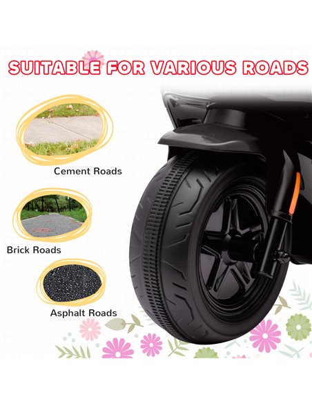 AIYAPLAY 6V Ride on Motorbike Kids Electric Motorbike w/ Headlight Music, Training Wheels, for Ages 18-36 Months - Black 370-351 - pic 106143 | FastDaddyshop