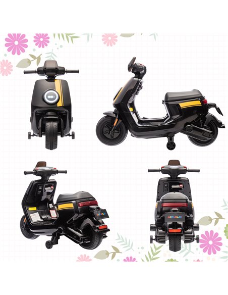AIYAPLAY 6V Ride on Motorbike Kids Electric Motorbike w/ Headlight Music, Training Wheels, for Ages 18-36 Months - Black 370-351 - pic 106144 | FastDaddyshop