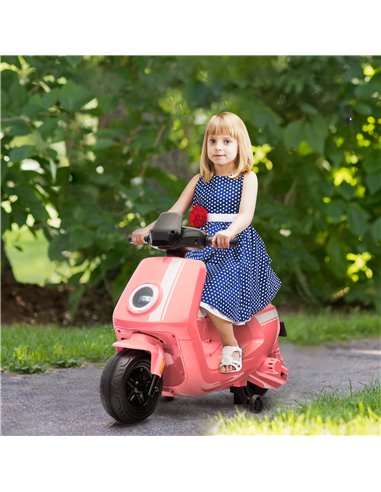 AIYAPLAY 6V Ride on Motorbike Kids Electric Motorbike w/ Headlight Music, Training Wheels, for Ages 18-36 Months - Pink 370-351V
