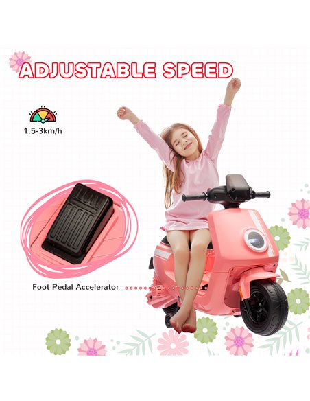 AIYAPLAY 6V Ride on Motorbike Kids Electric Motorbike w/ Headlight Music, Training Wheels, for Ages 18-36 Months - Pink 370-351V - pic 106151 | FastDaddyshop