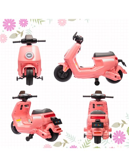 AIYAPLAY 6V Ride on Motorbike Kids Electric Motorbike w/ Headlight Music, Training Wheels, for Ages 18-36 Months - Pink 370-351V - pic 106153 | FastDaddyshop