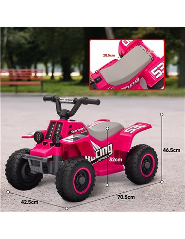 AIYAPLAY 6V Electric Quad Bike for Kids, Ride On ATV w/ Forward Backward, Headlights, for 18-36 Months - Pink 370-337V70PK
