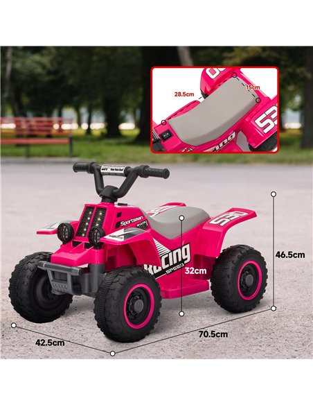 AIYAPLAY 6V Electric Quad Bike for Kids, Ride On ATV w/ Forward Backward, Headlights, for 18-36 Months - Pink 370-337V70PK - pic 106165 | FastDaddyshop