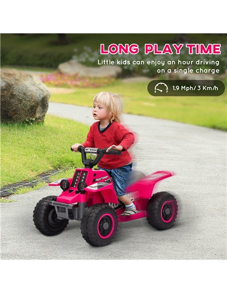 AIYAPLAY 6V Electric Quad Bike for Kids, Ride On ATV w/ Forward Backward, Headlights, for 18-36 Months - Pink 370-337V70PK - pic 106167 | FastDaddyshop