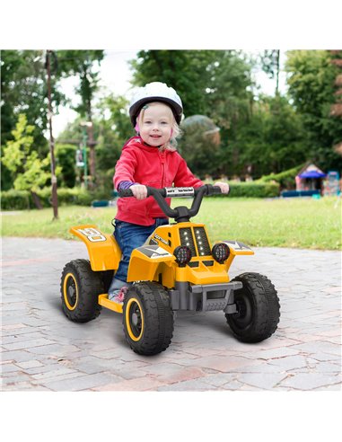 AIYAPLAY 6V Electric Quad Bike for Kids, Ride On ATV w/ Forward Backward, Headlights, for 18-36 Months - Yellow 370-337V70YL