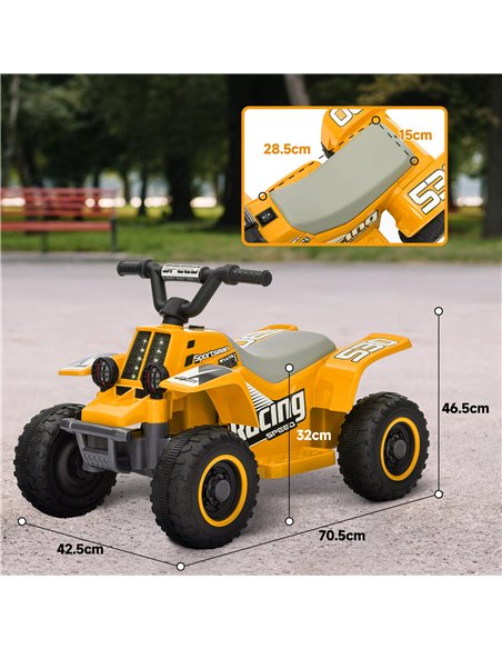 AIYAPLAY 6V Electric Quad Bike for Kids, Ride On ATV w/ Forward Backward, Headlights, for 18-36 Months - Yellow 370-337V70YL - pic 106174 | FastDaddyshop