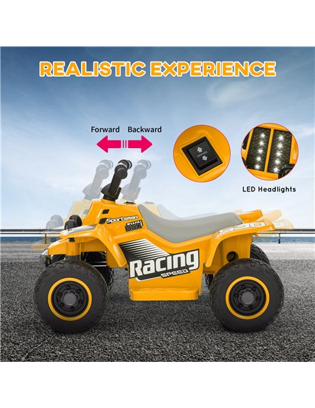 AIYAPLAY 6V Electric Quad Bike for Kids, Ride On ATV w/ Forward Backward, Headlights, for 18-36 Months - Yellow 370-337V70YL - pic 106175 | FastDaddyshop