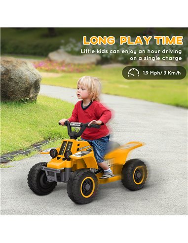 AIYAPLAY 6V Electric Quad Bike for Kids, Ride On ATV w/ Forward Backward, Headlights, for 18-36 Months - Yellow 370-337V70YL