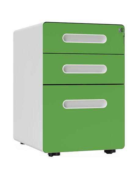 Vinsetto 3 Drawer Filing Cabinet, Steel Lockable File Cabinet with Lock and Wheels, for A4, Letter, Legal Sized Files, Green 924 - pic 106217 | FastDaddyshop