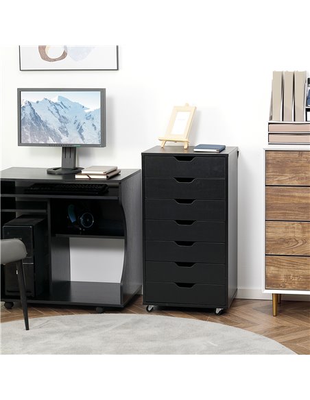 Vinsetto Seven-Drawer Filing Cabinet, with Wheels - Black 924-045BK - pic 106227 | FastDaddyshop