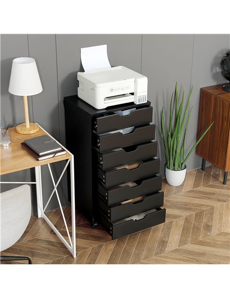 Vinsetto Seven-Drawer Filing Cabinet, with Wheels - Black 924-045BK - pic 106233 | FastDaddyshop