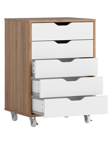 Vinsetto Five-Drawer Filing Cabinet, with Wheels - Oak Brown 924-045V80AK - pic 106235 | FastDaddyshop
