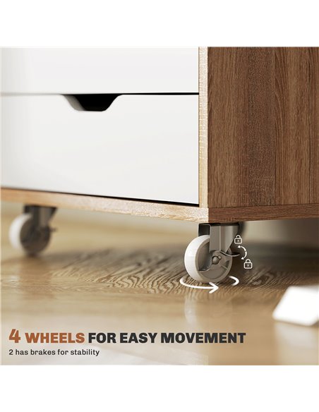Vinsetto Five-Drawer Filing Cabinet, with Wheels - Oak Brown 924-045V80AK - pic 106240 | FastDaddyshop