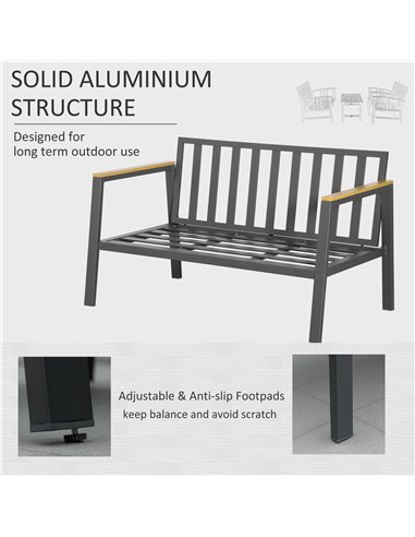 Outsunny 4 Piece Garden Sofa Set with Padded Cushions, 4-Seater Aluminium Outdoor Conversation Furniture Set with Coffee Table, 