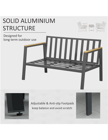 Outsunny 4 Piece Garden Sofa Set with Padded Cushions, 4-Seater Aluminium Outdoor Conversation Furniture Set with Coffee Table,  - pic 10627 | FastDaddyshop