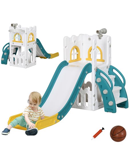 AIYAPLAY 4 in 1 Toddler Slide with Basketball Hoop, Climber, Telescope, Storage Basket, for Ages 1-3 Years, Yellow 331-052V00YL - pic 106271 | FastDaddyshop