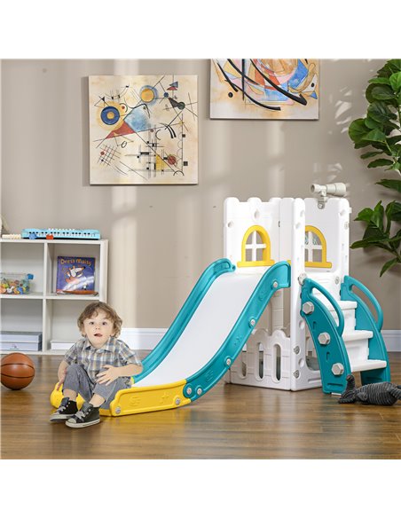 AIYAPLAY 4 in 1 Toddler Slide with Basketball Hoop, Climber, Telescope, Storage Basket, for Ages 1-3 Years, Yellow 331-052V00YL - pic 106272 | FastDaddyshop