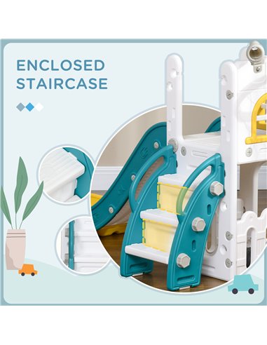 AIYAPLAY 4 in 1 Toddler Slide with Basketball Hoop, Climber, Telescope, Storage Basket, for Ages 1-3 Years, Yellow 331-052V00YL