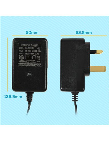 AIYAPLAY 12V 1A Battery Charger for Ride on Cars 370-327V70BK